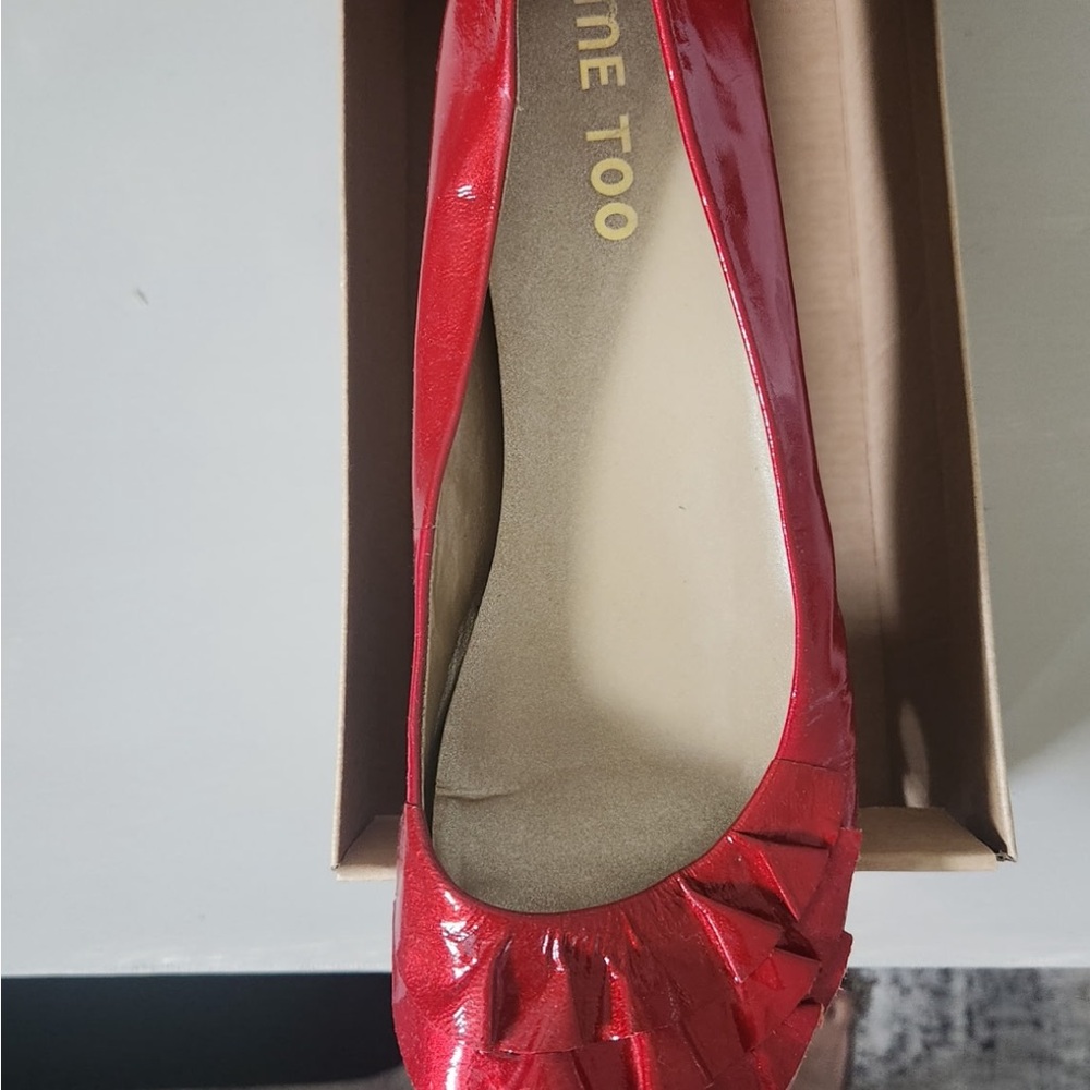 Alexis Red Ruffled Flats - Picture 3 of 5